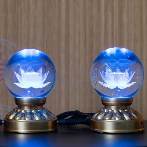 NHEISSCF Buddha Lotus Licht, 110 V 220 V 1 Paar 3,5 Zoll LED Kristall LotLamp Bunte Buddha Lampe Buddhistischen Lieferungen(Blue) von NHEISSCF