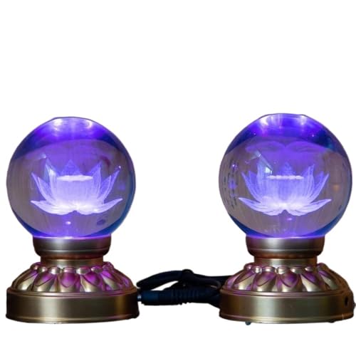 NHEISSCF Buddha Lotus Licht, 110 V 220 V 1 Paar 3,5 Zoll LED Kristall LotLamp Bunte Buddha Lampe Buddhistischen Lieferungen(Purple) von NHEISSCF