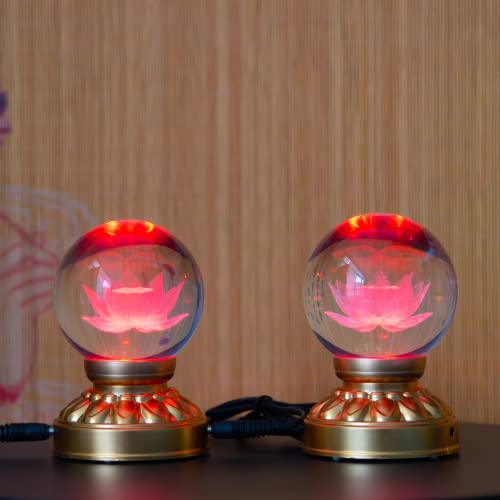 NHEISSCF Buddha Lotus Licht, 110 V 220 V 1 Paar 3,5 Zoll LED Kristall LotLamp Bunte Buddha Lampe Buddhistischen Lieferungen(Red) von NHEISSCF