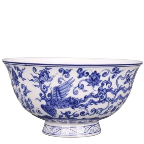 Retro-Keramikschalen, 11,8 cm Chinesische Blau Weiß Porzellan Phoenix Drachen Muster Schüssel von NHEISSCF