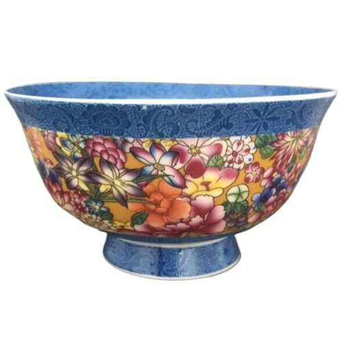 Retro-Keramikschalen, 13 cm große chinesische Famille Rose Porzellanschale mit farbigen Blumen von NHEISSCF