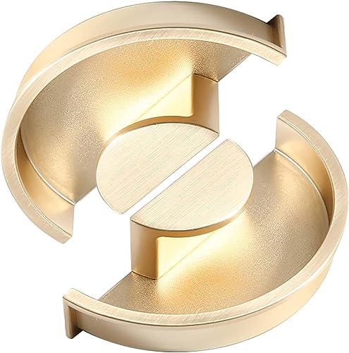 Retro halbrunder Griff, 2 Stück unsichtbare Schubladengriffe, halbkreisförmige Schrankknöpfe, dekorative, eingebettete Schiebetürknöpfe aus Zinklegierung(Gold) von NHEISSCF