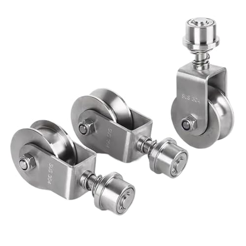 V-Nut-Rad, Schiebetorrollen, 1 Stück 304 Edelstahl Rotierendes Universal-Nutrad Feder Stoßdämpfung Hof Mobiles Tor Schienenrad U/V/H Schlitzscheibe(48h) von NHEISSCF