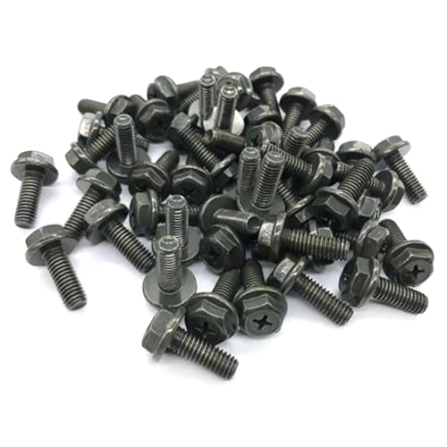 Doppelkopfschraube Sechskant-Flanschschrauben mit Wellenschliff, Flanschschraube, Sechskant-Haushaltsmaschine, M6, Kreuzschlitz, Außengewinde, mit Flachkopfschrauben, 10 Stück(M6x30mm) von NHJSDLLMNZ
