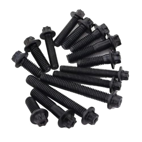 Doppelkopfschraube Sechskant-Flanschschrauben mit gezähntem Gewinde, Flanschschraube, Sechskant, Haushaltsmaschine, 10 Stück, Torx-Kopf, M5 M6, Klasse 12.9, schwarzes Profil(M6x17.5) von NHJSDLLMNZ