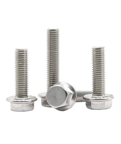 Doppelkopfschraube Sechskantschrauben, 10 Stück, M5, M6, M8, M10, Flanschschraube mit Kopf aus Edelstahl 304, mit gezahnter Unterlegscheibe, Länge der äußeren Sechskantschraube 8~50 mm(M5 x10mm) von NHJSDLLMNZ