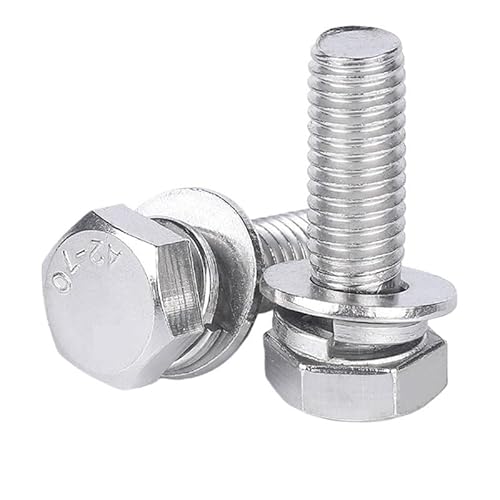 Doppelkopfschraube Sechskantschrauben- und Muttern-Set, M4 M5 M6 M8 M10 304 Edelstahl Außengrupp Außensechskantschrauben-Kombination L=8-50mm(M6 x16mm) von NHJSDLLMNZ