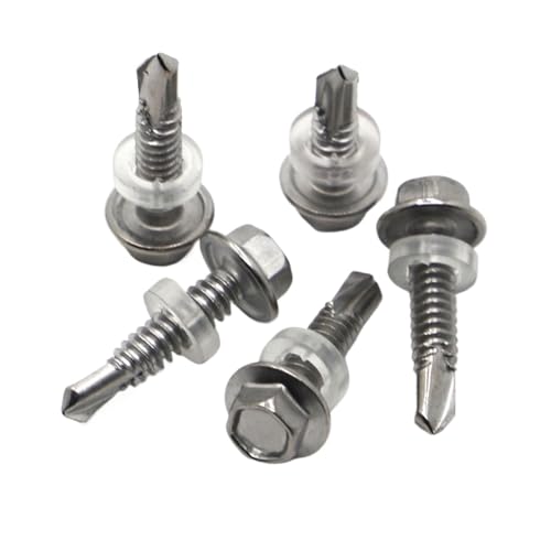 Doppelkopfschraube Sechskantschrauben- und Muttern-Set, Sechskantschrauben mit Kopf, 20 Stück, M5.5 M6.3, Edelstahl, außen, selbstbohrend, Gewindebohrer(M6.3 * 19mm) von NHJSDLLMNZ