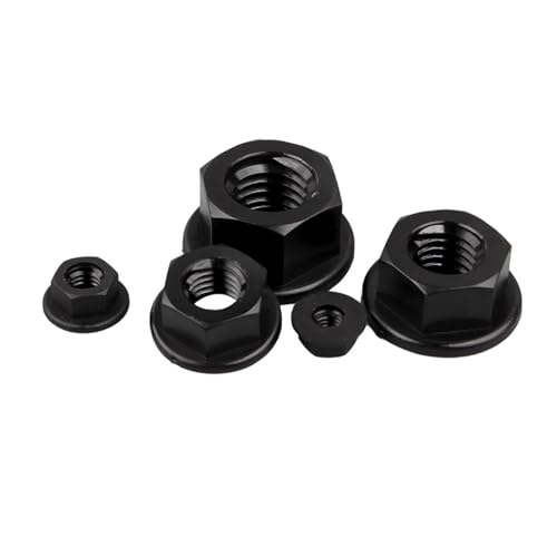 Mutter und Schraube Flansch-Sechskantschloss, 5 Stück M3 M4 M5 M6 M8 M10 M12 Schwarz Weiß Flachboden Kunststoff Nylon Isolierung Sechskant Sechskantkopfflansch(Black,M10) von NHJSDLLMNZ