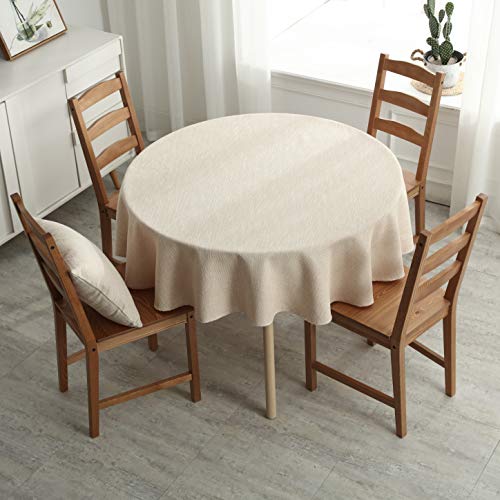 NHOMY Baumwoll-Leinen-Tischdecke für Küchentischdecken, rund, dekorative Tischdecke, 160 x 160 cm, Beige, 160 x 160 cm von NHOMY