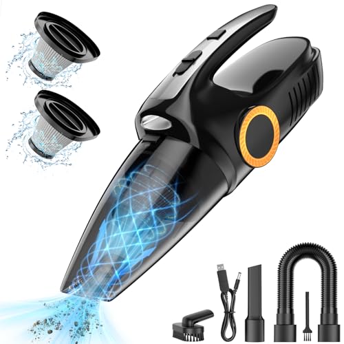 NHOWIN Handstaubsauger Kabellos, 9500Pa Starke Saugkraft Handstaubsauger Akku 6000mAh Lange Akkulaufzeit Autostaubsauger Mini Staubsauger mit 2 Filtern für Haus, Auto, Tierhaare von NHOWIN