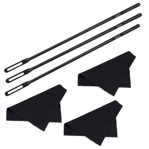 NHPY 6 Stück Flötenputzer Set, 3 STK Flöten Reinigungsstab Mit 3 STK Reinigungstücher, Professionelles Flötenputzer Blockflöte Für Die Pflege Ihres Instruments, Pfeifenputzer Schwarz von NHPY