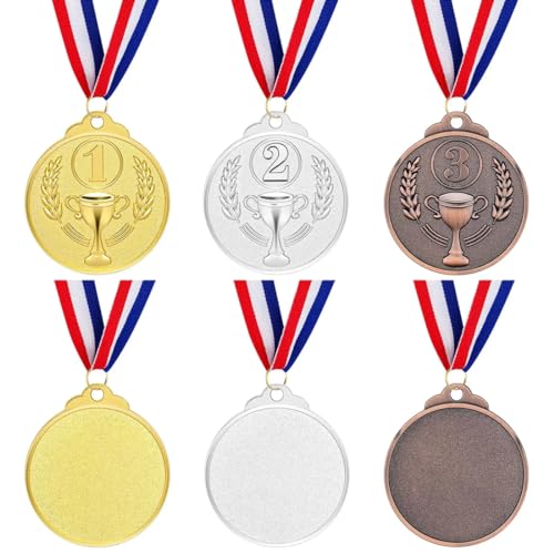 NHPY 6 Stück Goldmedaille für Kinder, Goldmedaillen Kinder Sieger Medallien,medaillen Kindergeburtstag, Medaille mit Gravur,Fussball medaillen Kinder von NHPY