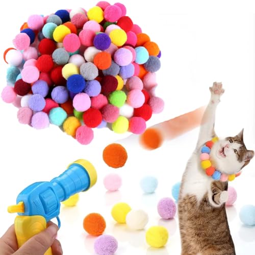 NHPY Katzenspielzeug, Katzen Spielzeug,Interaktives Katzenspielzeug, Katzenspielzeug Bälle mit Katzenspielzeug-Werfer Cat Toy für Katzen und Kätzchen(100 Balls) von NHPY