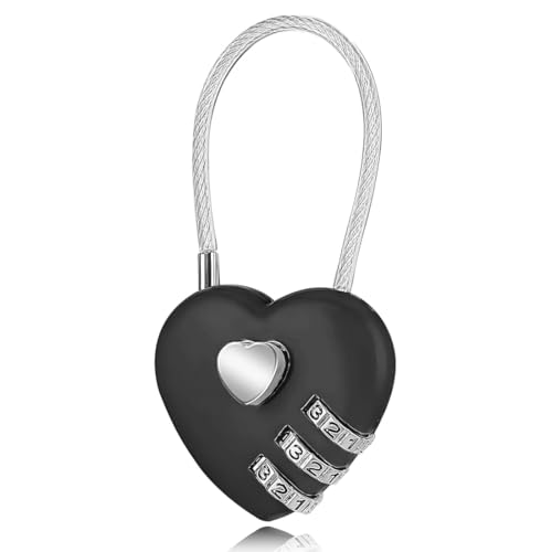 3 Stellig Vorhängeschloss Drahtseil Zahlenschloss schloss kabelschloss roller schloss skischloss ski schloss für e scooter Mini Kofferschloss Spindschloss Padlock Gepäckschloss(Schwarz) von NHQZ