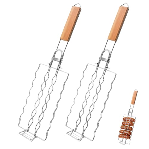 NHQZ 2 Stück Faltbarer Würstchengrill, tragbare Faltbare BBQ, BBQ-Zubehör, gegrillte Würstchen NHQZ 2 Stück Faltbarer Würstchengrill, tragbare Faltbare BBQ, BBQ-Zubehör, gegrillte Würstchen von NHQZ