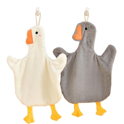 NHQZ 2 Stück Handtücher für Kinder Kinderhandtuch Handtuch Set mit Aufhängerschlaufe Tiermotiv Saugfähig Schnell Trocknend für Badezimmer von NHQZ