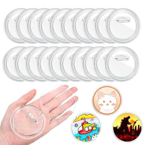NHQZ 20 Stück Buttons Selber Machen Ohne Buttonmaschine, DIY Transparente Buttons 60mm, Transparente Ansteckbuttons mit Sicherheitsnadel, DIY Button Pins Acrylic, für Bild, Foto, Kleidung, Schule NHQZ 20 Stück Buttons Selber Machen Ohne Buttonmaschine, DIY Transparente Buttons 60mm, Transparente Ansteckbuttons mit Sicherheitsnadel, DIY Button Pins Acrylic, für Bild, Foto, Kleidung, Schule von NHQZ