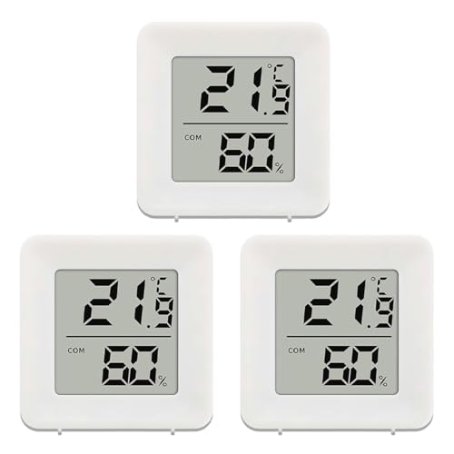 NHQZ 3 Stück luftfeuchtigkeitsmesser Thermometer Innen Digitales Mini Thermo Hygrometer LCD Indoor Thermometer Innen für Babyzimmer Wohnzimmer Büro Gewächshaus (Weiß) von NHQZ
