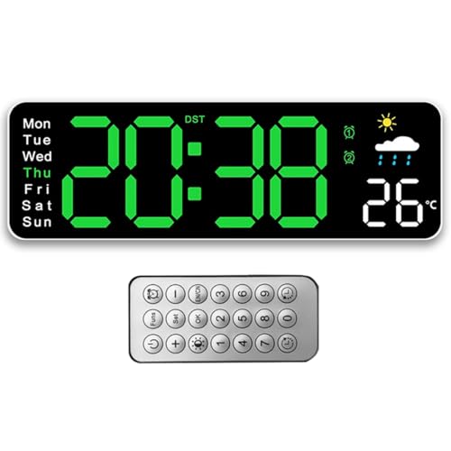NHQZ Wanduhr Digital 12 Zoll LED Wanduhr Groß Display Digital Uhr mit Fernbedienung Countdown Einstellbarer Helligkeit Wanduhr mit Uhrzeit/Datum/Temperatur für Wohnzimmer Küche Büro Gym NHQZ Wanduhr Digital 12 Zoll LED Wanduhr Groß Display Digital Uhr mit Fernbedienung Countdown Einstellbarer Helligkeit Wanduhr mit Uhrzeit/Datum/Temperatur für Wohnzimmer Küche Büro Gym von NHQZ