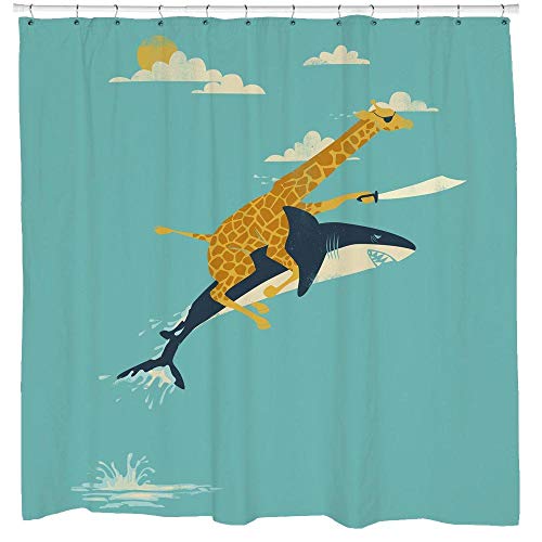Duschvorhang, Giraffe, Hai, Badezimmer-Dekoration, 150 x 180 cm von NHSY