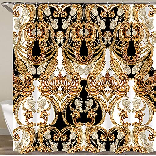 Duschvorhang ohrlos Barock Muster Wasserdicht Badvorhang Polyester Deko Duschvorhang Art Deco für Badezimmer von NHSY