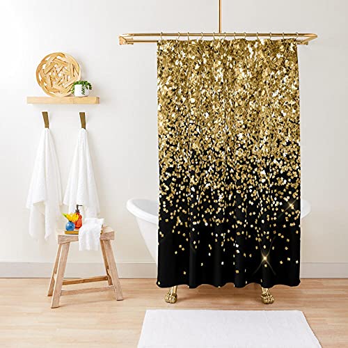 NHSY Duschvorhang Goldener Glitzer Muster Duschvorhang Weihnachtsfeiertag Duschvorhang von NHSY