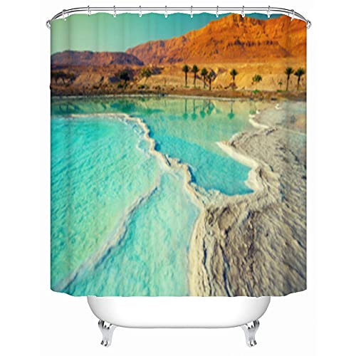 Schöner Duschvorhang mit Meer, aus Polyester, mit Haken, wasserdicht, 135 x 195 cm von NHSY