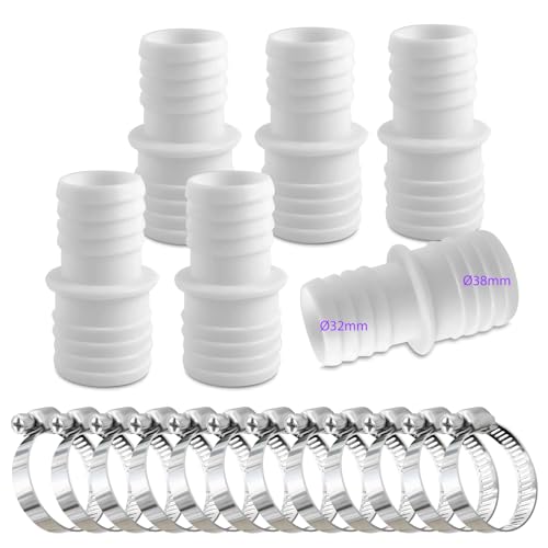 6pcs Schlauchverbinder 32mm auf 38mm Ø Set mit 12 Schlauchschellen-Poolschlauch Adapter-Schlauchadapter-Doppelschlauchtülle von NHTJTHE