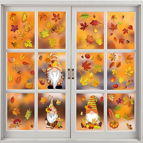 6 Stück Erntedankfest Fensteraufkleber, Herbst Blätter Fensterbilder, Ahornblätter Fenster Aufkleber, Statisch Fenster Aufkleber Sticker Thanksgiving Herbstdeko, für Kinderzimmer (6) von NHYDZSZ