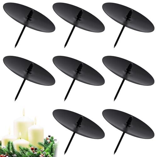 8 Pcs Kerzenhalter Adventskranz,Kerzenleuchter Adventskranz Weihnachten,Kerzenteller Adventskranz Metall,Schwarz Kerzenstecker FüR DIY Adventskranz Deko Weihnachten Kerzenteller von NHYDZSZ