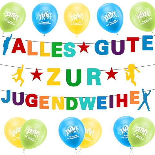 Alles Gute zur Jugendweihe Banner Alles Gute zur Jugendweihe Girlande Jugendweihe Deko mit Luftballons Hängedeko Junge Mädchen Foto Hintergrund Geschenkidee zur Jugendweihe (A) von NHYDZSZ