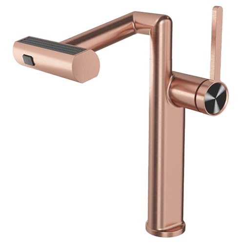 Basin Faucet 360° Rotation Bathroom Sink Faucet, Brass Vanity with Flexible Swing Arm, Single Handle Hot Cold Water Mixer Tap for Washbasin Toilet Gym Use, 4 Mode Water,Black (Gun Grey) von NHYHEHMR