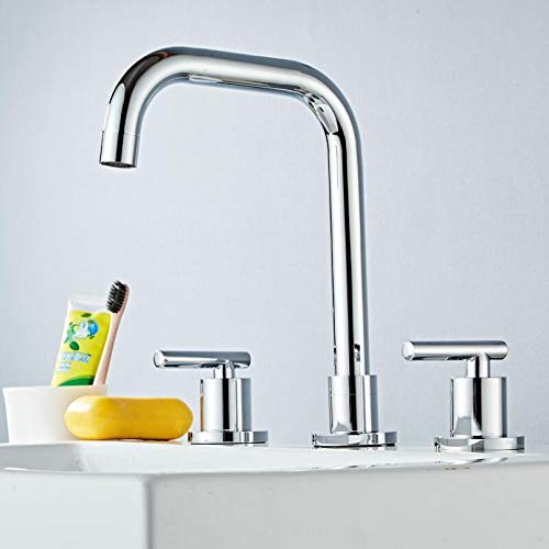 Bianbhuo -Becken Wasserhahn Messing Gold/Chrom -Deck montiert weit verbreitete Waschbecken Wasserhähne 3 Loch Doppelgriff Heiße und kaltes Wasserhahn Pop Up Pop Up von NHYHEHMR