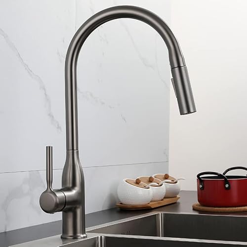 Bianbhuo Kitchen klopft Waffengrau-Wasserhahn aus dem Gemüsebecken heißer und kalter rotbar von NHYHEHMR