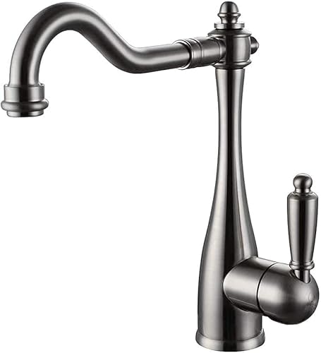 Der Spülbeckenmixer blinkt auf dem alten Messinghebel Waschbecken mit geschwemmter Muschi -Muschi -Griff in massivem Messingmessing und heißem Wasser erhältlich von NHYHEHMR