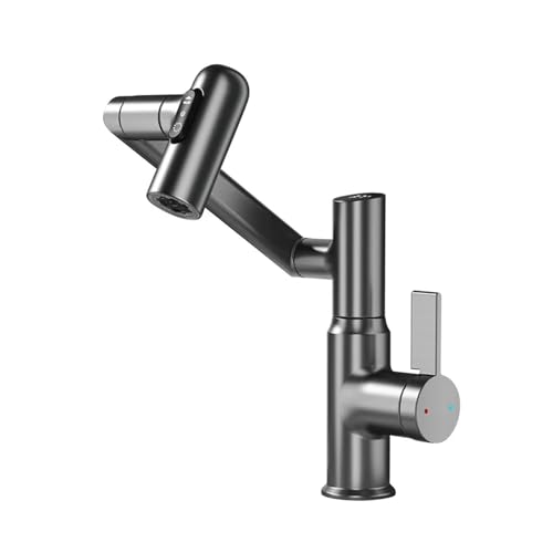 Digital Display LED Basin Faucet, 360-degree Swivel Multifunctional Water Spray, Cold and hot Sink 3 Dispensing Modes, so You can Easily Complete Your Washing tasks, Faucet (Black) von NHYHEHMR