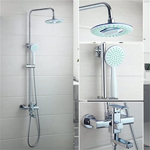 Doppelfunktion Neues Badezimmer Chrom rund 8 "Niederschlag Duschkopf gehaltenes Wasserhahn Set Badewanne Mixer Tipp (D 1PS) von NHYHEHMR