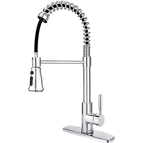 Kitchen Faucet with Pull Down Sprayer, 3-Function Spring Out Sink Faucet, Brass Single Handle Hot and Cold Mixer Tap Deck Plate,Gold (Black) von NHYHEHMR