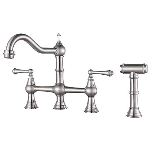 Küchenarmatur mit extrahierbarem Duschspüle Haken Schwenkküche 360 ° Waschbecken Wasserhähne in Messingküchenhähne mit doppelter Griffhandpicker von NHYHEHMR