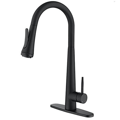 Küchenspüle Wasserhähne 304 Edelstahlauszugshahn mit vier Funktionen Sprühgerät 360 ° Dreheleskopie-Mischhahn-Fassendeckplatte, Einzelgriff, gebürstetes Gold (gebürstetes Silber) von NHYHEHMR