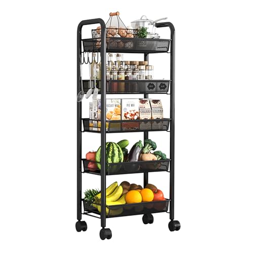NHYHEHMR 5 stufig schlankes weißes Gemüseregal auf Rädern Platz sparende Küche Aufbewahrung Rollende Gemüse für Obst und Gemüse Mobile Regallösung NHYHEHMR 5 stufig schlankes weißes Gemüseregal auf Rädern Platz sparende Küche Aufbewahrung Rollende Gemüse für Obst und Gemüse Mobile Regallösung von NHYHEHMR