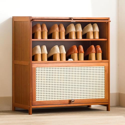 NHYHEHMR Bambusschuhschrank mit Flipentüren, freistehender Schuhspeicher -Organisator für Eingang, Flur, Wohnzimmer, Typ A, 70 * 32 * 73 cm von NHYHEHMR