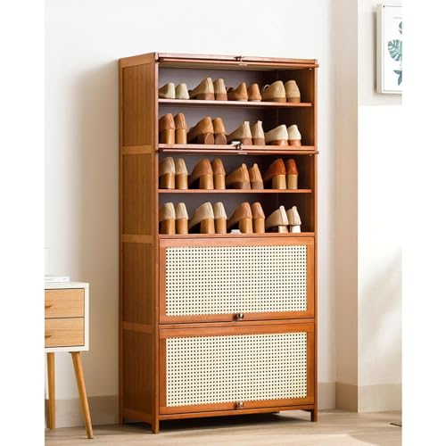 NHYHEHMR Bambusschuhschrank mit Flipentüren, freistehender Schuhspeicher -Organisator für Eingang, Flur, Wohnzimmer, Typ A, 70 * 32 * 73 cm NHYHEHMR Bambusschuhschrank mit Flipentüren, freistehender Schuhspeicher -Organisator für Eingang, Flur, Wohnzimmer, Typ A, 70 * 32 * 73 cm von NHYHEHMR