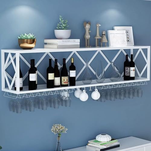 NHYHEHMR Bareinheit Floating Regale, wandmontierte Weinregale Weinschrank umgekehrter Weinglasregal Multifunktional Eisenweinflaschenhalter Einfacher Hangbecher Rack (Größe: 60x25x40cm, Farbe: Gold) von NHYHEHMR