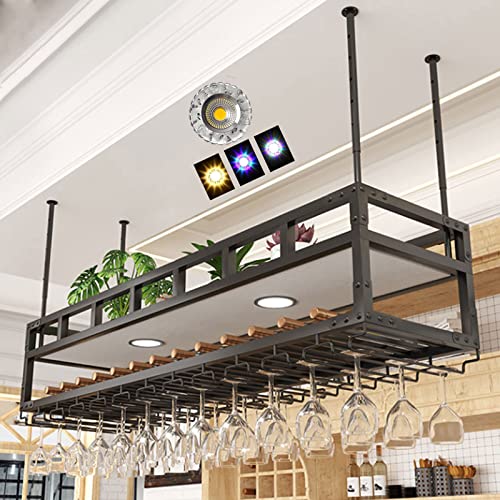 NHYHEHMR Deckenhänge Weinregal mit Neonlichten Weinglashalter Metall Weinflaschenhalter Dekoration Weinglas Rack Vintage Display Weinlagerhalter für Bars Café Restaurants Kitch Kitch NHYHEHMR Deckenhänge Weinregal mit Neonlichten Weinglashalter Metall Weinflaschenhalter Dekoration Weinglas Rack Vintage Display Weinlagerhalter für Bars Café Restaurants Kitch Kitch von NHYHEHMR