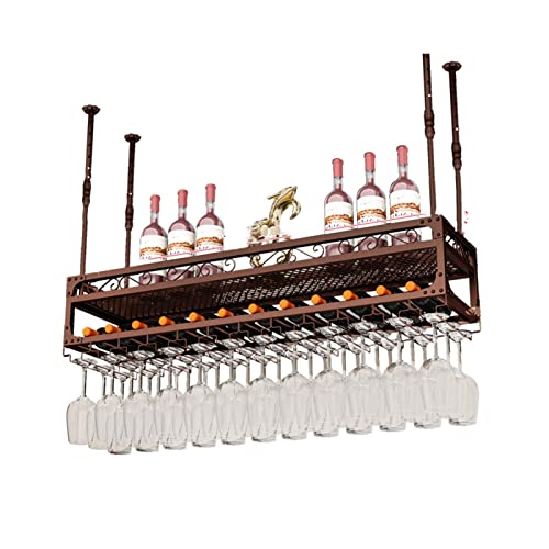 NHYHEHMR Deckenlagerständer Wandmontage Weinglas Rack Verstellbarer Industrieweinregal Hänge Weinglas Rack Home Bar Multifunktional Display Rack, Schwarz, 80x35 cm von NHYHEHMR