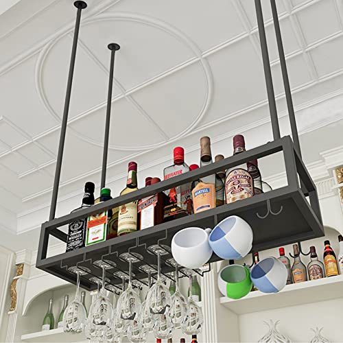 NHYHEHMR Deckenweinglasregal, verstellbare hängende Weinflaschen Racks verkehrten Weinbecher Halter Aufbewahrungsbügel Metall Organizer unter Kabinett Stemware Rack für Bar Küchenschrank, Schwarz NHYHEHMR Deckenweinglasregal, verstellbare hängende Weinflaschen Racks verkehrten Weinbecher Halter Aufbewahrungsbügel Metall Organizer unter Kabinett Stemware Rack für Bar Küchenschrank, Schwarz von NHYHEHMR