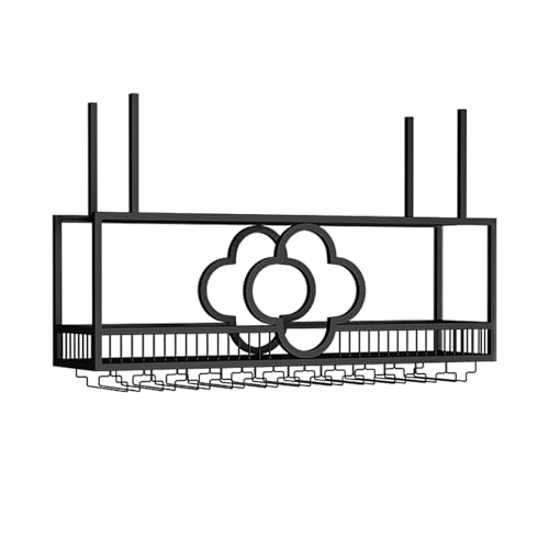 NHYHEHMR Deckenweinregal, hängende Weinregal mit Weinglashalter, Weinspeicherständer mit Stammbügel, schwimmende Home Bar -Wandregale, Eisenwandregal für Küche, Weinkeller, Schwarz/Gold NHYHEHMR Deckenweinregal, hängende Weinregal mit Weinglashalter, Weinspeicherständer mit Stammbügel, schwimmende Home Bar -Wandregale, Eisenwandregal für Küche, Weinkeller, Schwarz/Gold von NHYHEHMR