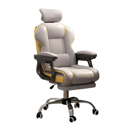 NHYHEHMR Ergonomic Home Office Desk Stuhl 360 ° Drehgelenk verstellbare Höhe PU Leder Polsterer Sessel bequemer Computer -Eitelkeitsstuhl Easy Assembly von NHYHEHMR